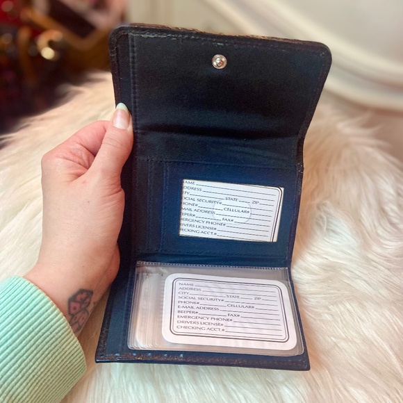 Y2k Vintage Genuine Leather Merona Classic Trifold Women’s Black Zipper Wallet - Picture 4 of 5